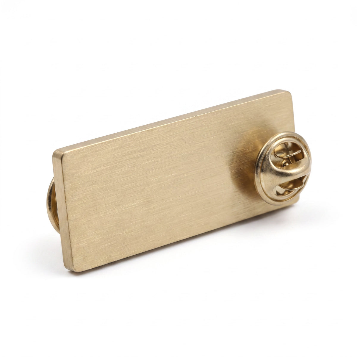 The RevenueCat Swag Store rectangular gold metal lapel pin with secure butterfly clutch backing